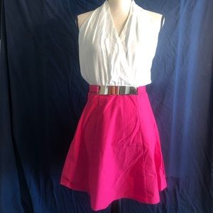 New Retro Pink White Dress Small